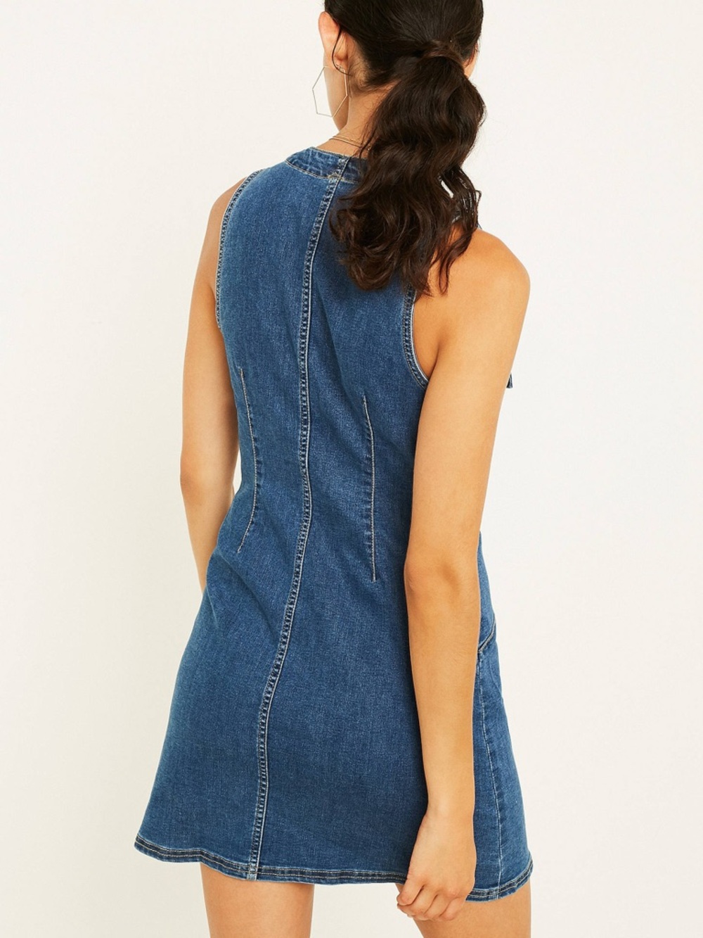 Free People Wandering Star Denim Button-Front Mini Dress - Picture 3 of 8
